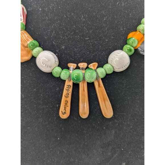 Vintage Flying Colors Ceramic Baseball Theme Necklace 19.5" Excellent Condition - Picture 5 of 7